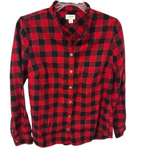 J.Crew Women’s Red and Black Plaid Shirt Size Small